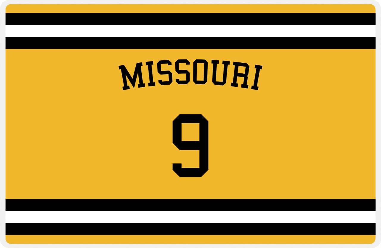 Personalized Jersey Number Placemat - Arched Name - Missouri - Single Stripe -  View