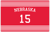 Thumbnail for Personalized Jersey Number Placemat - Arched Name - Nebraska - Triple Stripe -  View
