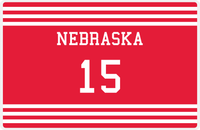 Thumbnail for Personalized Jersey Number Placemat - Nebraska - Double Stripe -  View