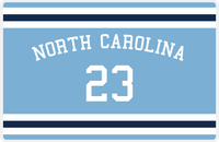 Thumbnail for Personalized Jersey Number Placemat - Arched Name - North Carolina - Single Stripe -  View