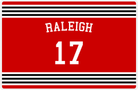 Thumbnail for Personalized Jersey Number Placemat - Arched Name - Raleigh - Triple Stripe -  View
