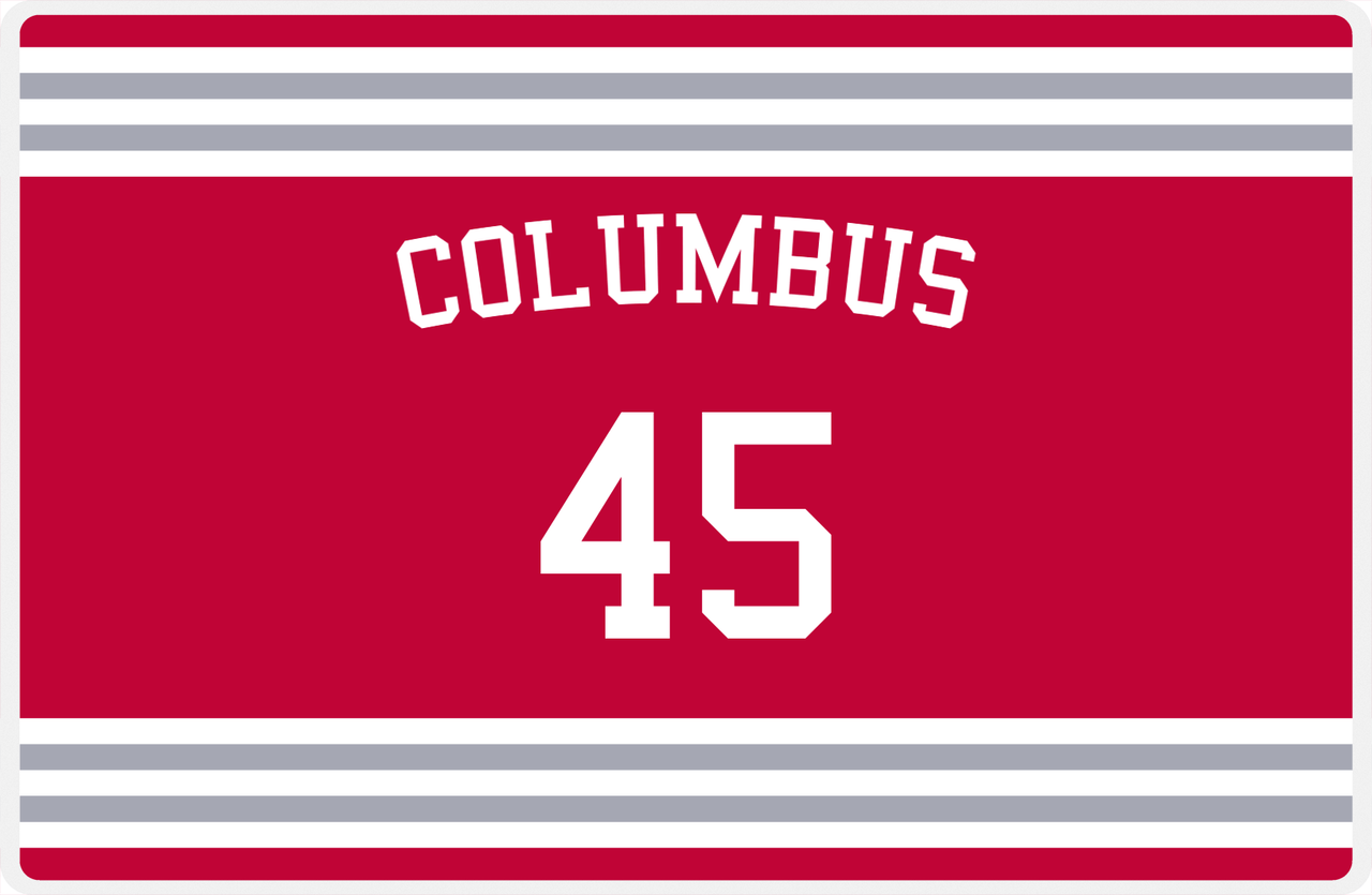 Personalized Jersey Number Placemat - Arched Name - Columbus - Double Stripe -  View