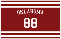 Thumbnail for Personalized Jersey Number Placemat - Arched Name - Oklahoma - Single Stripe -  View