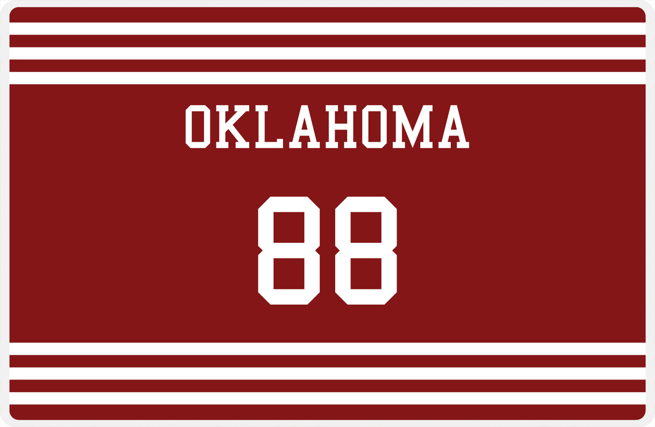 Personalized Jersey Number Placemat - Oklahoma - Double Stripe -  View