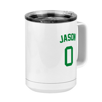 Thumbnail for Personalized Jersey Number Coffee Mug Tumbler with Handle (15 oz) - Front Right View