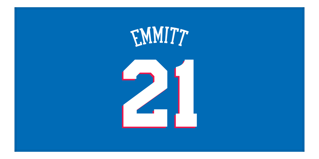 Personalized Jersey Number Beach Towel - Philadelphia Blue - Front View