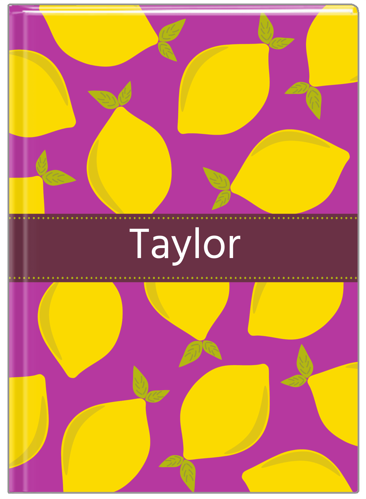Personalized Lemons Journal - Purple Background - Ribbon Nameplate - Front View