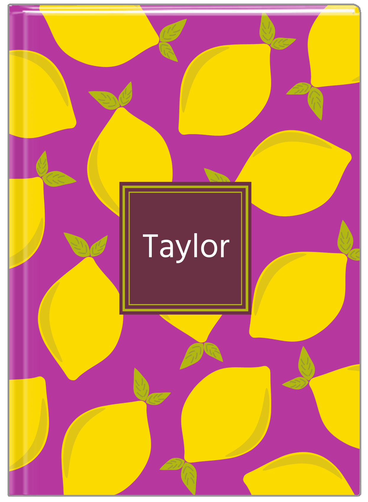 Personalized Lemons Journal - Purple Background - Square Nameplate - Front View