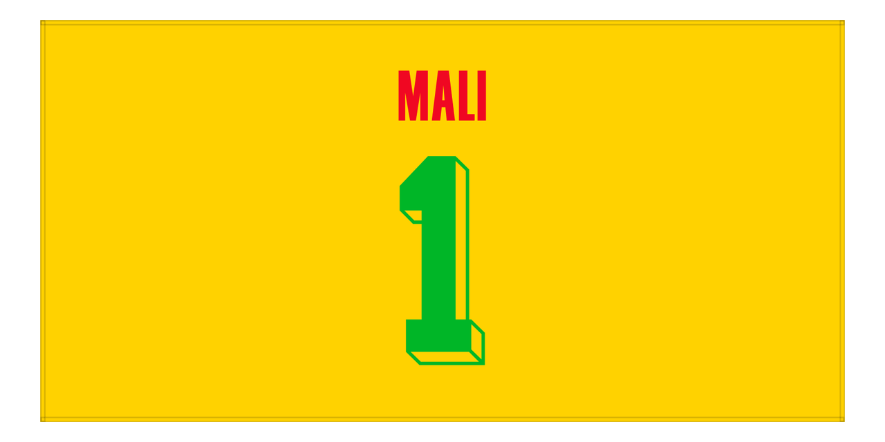 Personalized Mali Jersey Number Beach Towel - Yellow - Front View