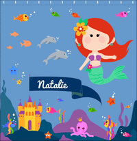 Thumbnail for Personalized Mermaid Shower Curtain X - Blue Background - Redhead Mermaid - Decorate View