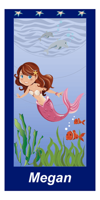 Thumbnail for Personalized Mermaid Beach Towel - Vertical III - Brunette Mermaid - Front View