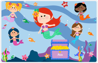 Thumbnail for Personalized Mermaid Placemat - Five Mermaids I - Redhead Mermaid - Light Blue Background -  View