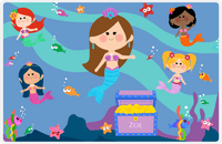 Thumbnail for Personalized Mermaid Placemat - Five Mermaids I - Brunette Mermaid - Glacier Background -  View