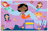 Thumbnail for Personalized Mermaid Placemat - Five Mermaids I - Black Mermaid - Lilac Background -  View