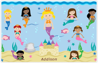 Thumbnail for Personalized Mermaid Placemat - Five Mermaids II - Blonde Mermaid - Light Blue Background -  View