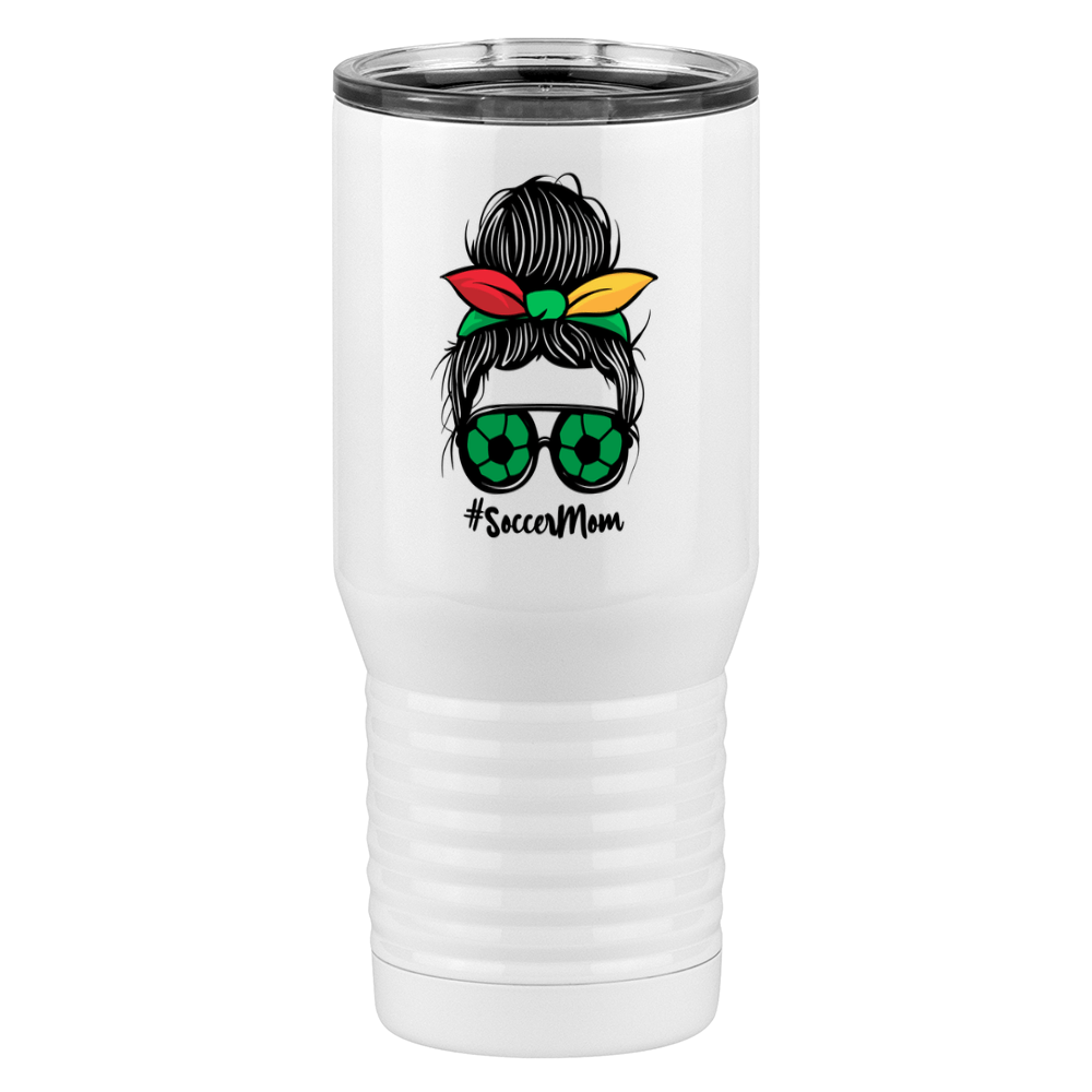 Personalized Messy Bun Tall Travel Tumbler (20 oz) - Soccer Mom - Left View