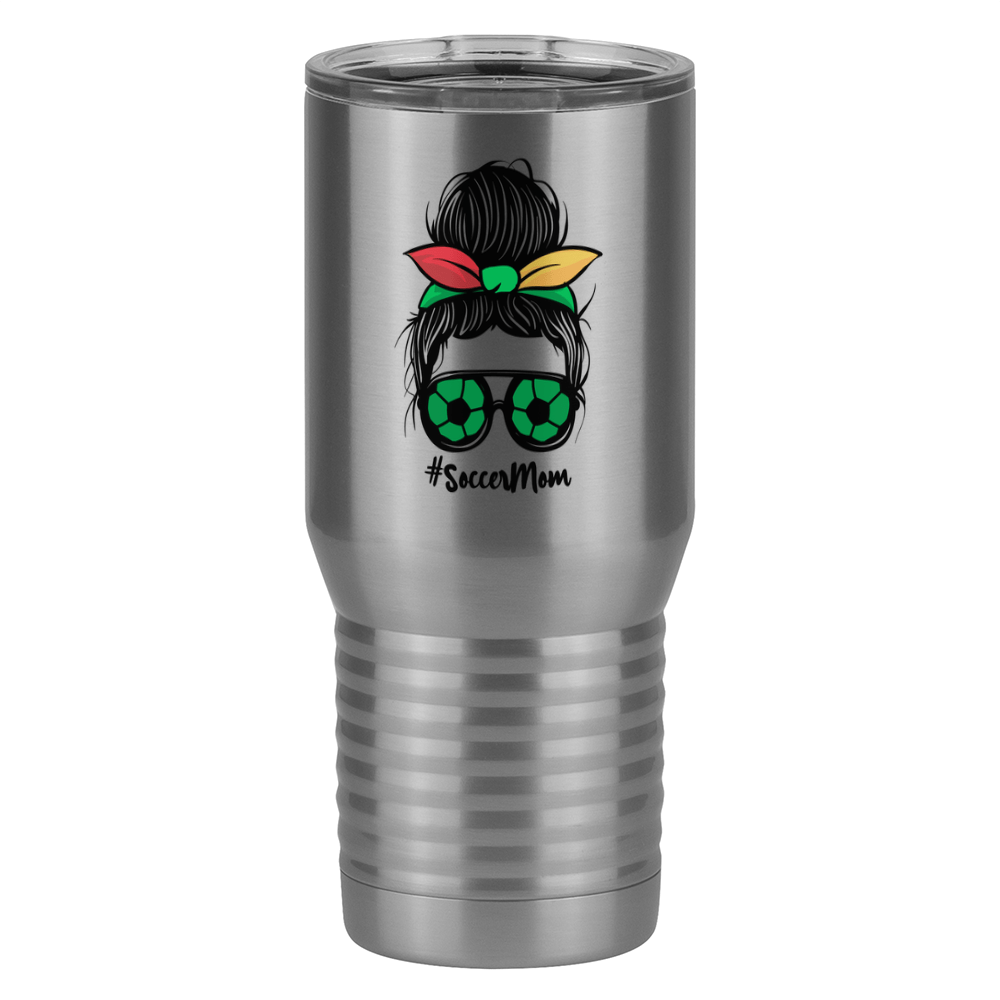Personalized Messy Bun Tall Travel Tumbler (20 oz) - Soccer Mom - Left View