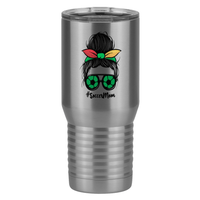 Thumbnail for Personalized Messy Bun Tall Travel Tumbler (20 oz) - Soccer Mom - Right View