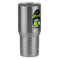 Thumbnail for Personalized Messy Bun Tall Travel Tumbler (20 oz) - Tennis Mom - Front Right View