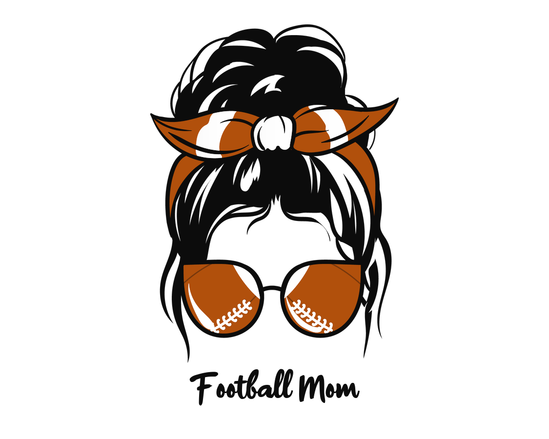 Personalized Messy Bun Water Bottle (30 oz) - Football Mom - Graphic View