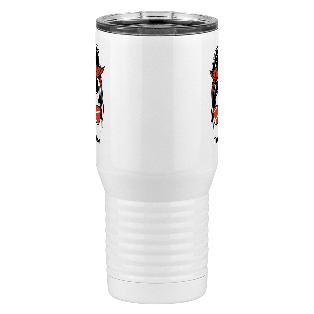 Personalized Messy Bun Tall Travel Tumbler (20 oz) - Track Mom - Front View