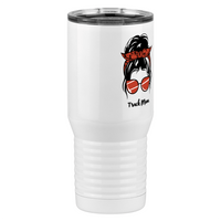 Thumbnail for Personalized Messy Bun Tall Travel Tumbler (20 oz) - Track Mom - Front Right View
