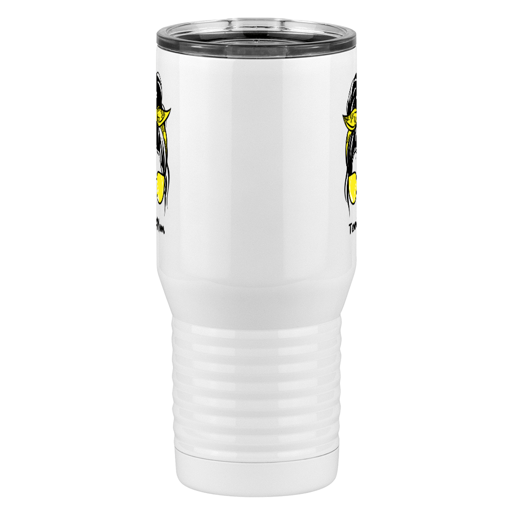 Personalized Messy Bun Tall Travel Tumbler (20 oz) - Tennis Mom - Front View