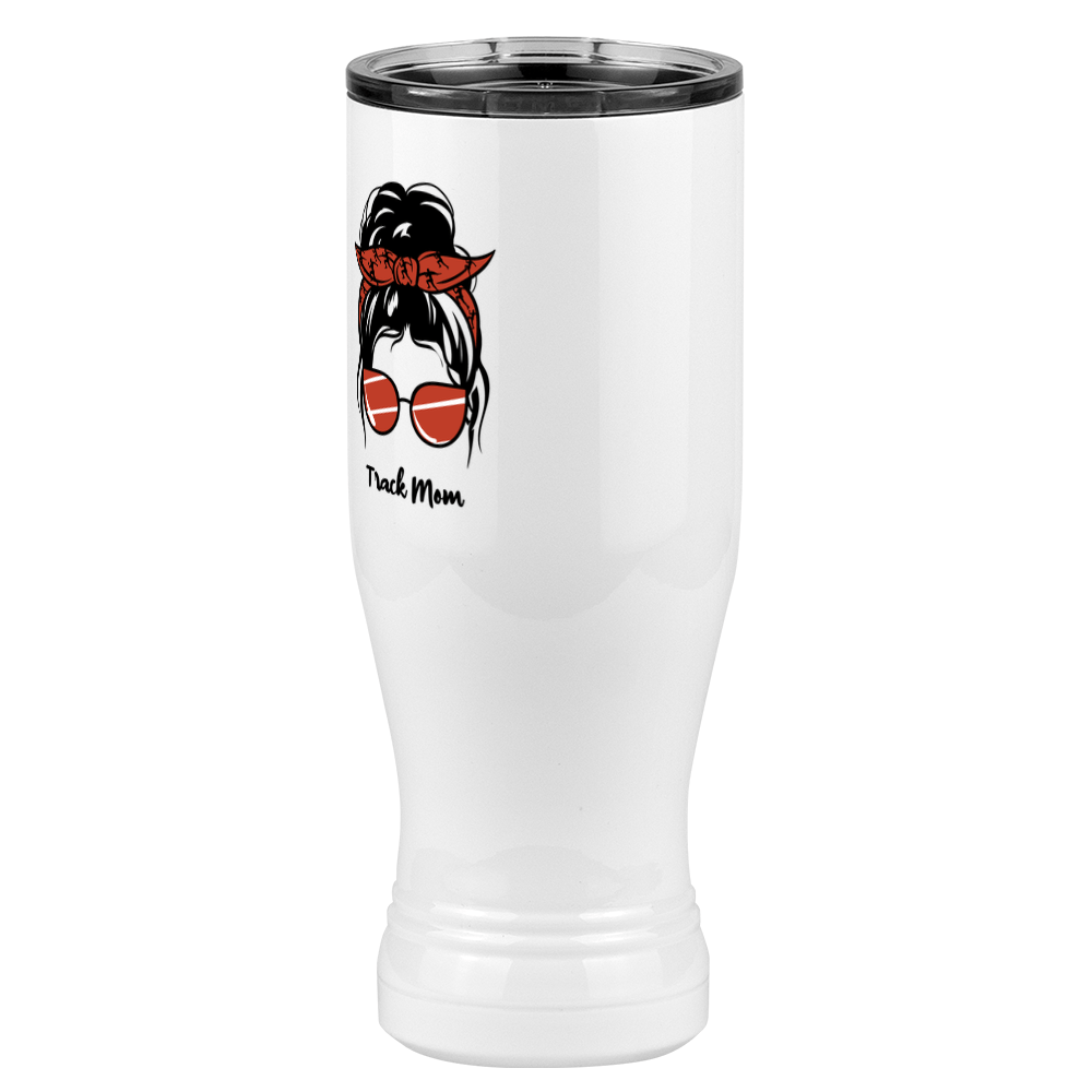 Personalized Messy Bun Pilsner Tumbler (20 oz) - Track Mom - Front Left View