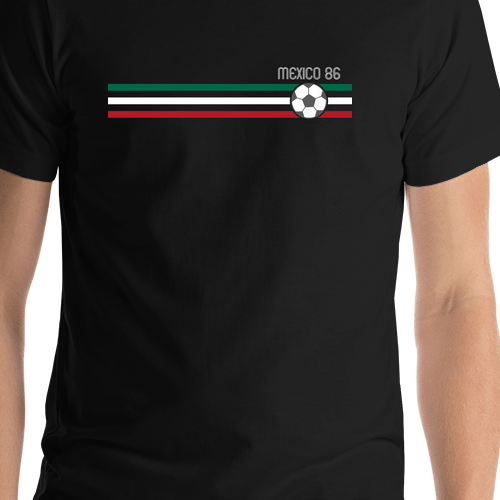 Personalized Mexico 1986 World Cup Soccer T-Shirt - Black - Shirt Close-Up View
