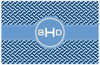 Thumbnail for Personalized Mod Placemat - Navy and Light Blue - Glacier Circle Frame with Ribbon -  View
