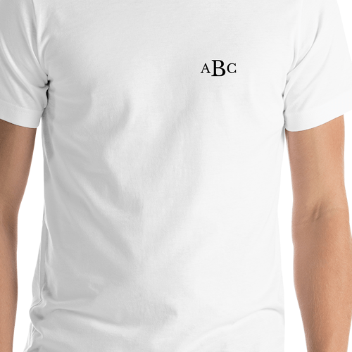 Personalized Monogram Initials T-Shirt - White - Shirt Close-Up View