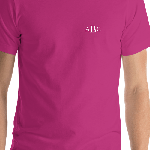 Personalized Monogram Initials T-Shirt - Pink - Shirt Close-Up View