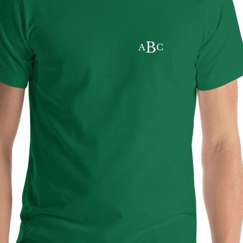 Personalized Monogram Initials T-Shirt - Green - Shirt Close-Up View