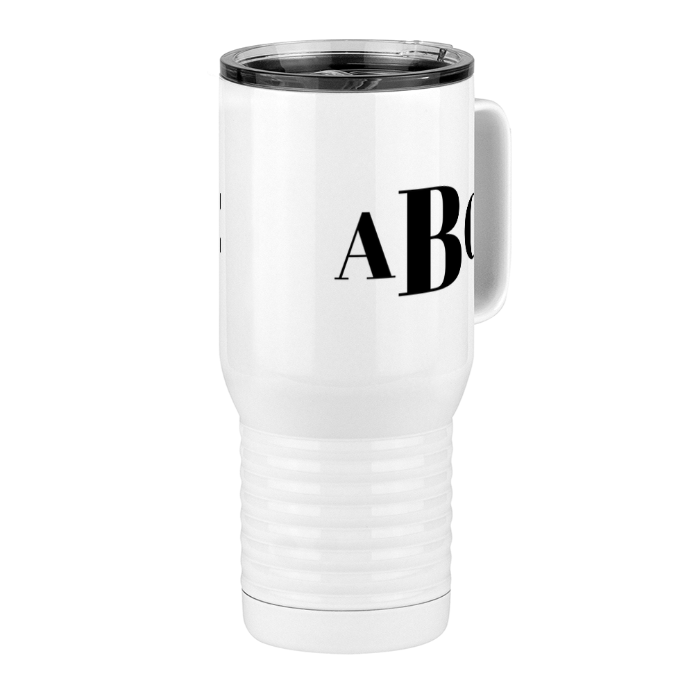 Personalized Monogram Travel Coffee Mug Tumbler with Handle (20 oz) - Front Right View