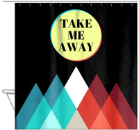 Thumbnail for Personalized Mountain Range Shower Curtain - Black Background - Take Me Away - Hanging View