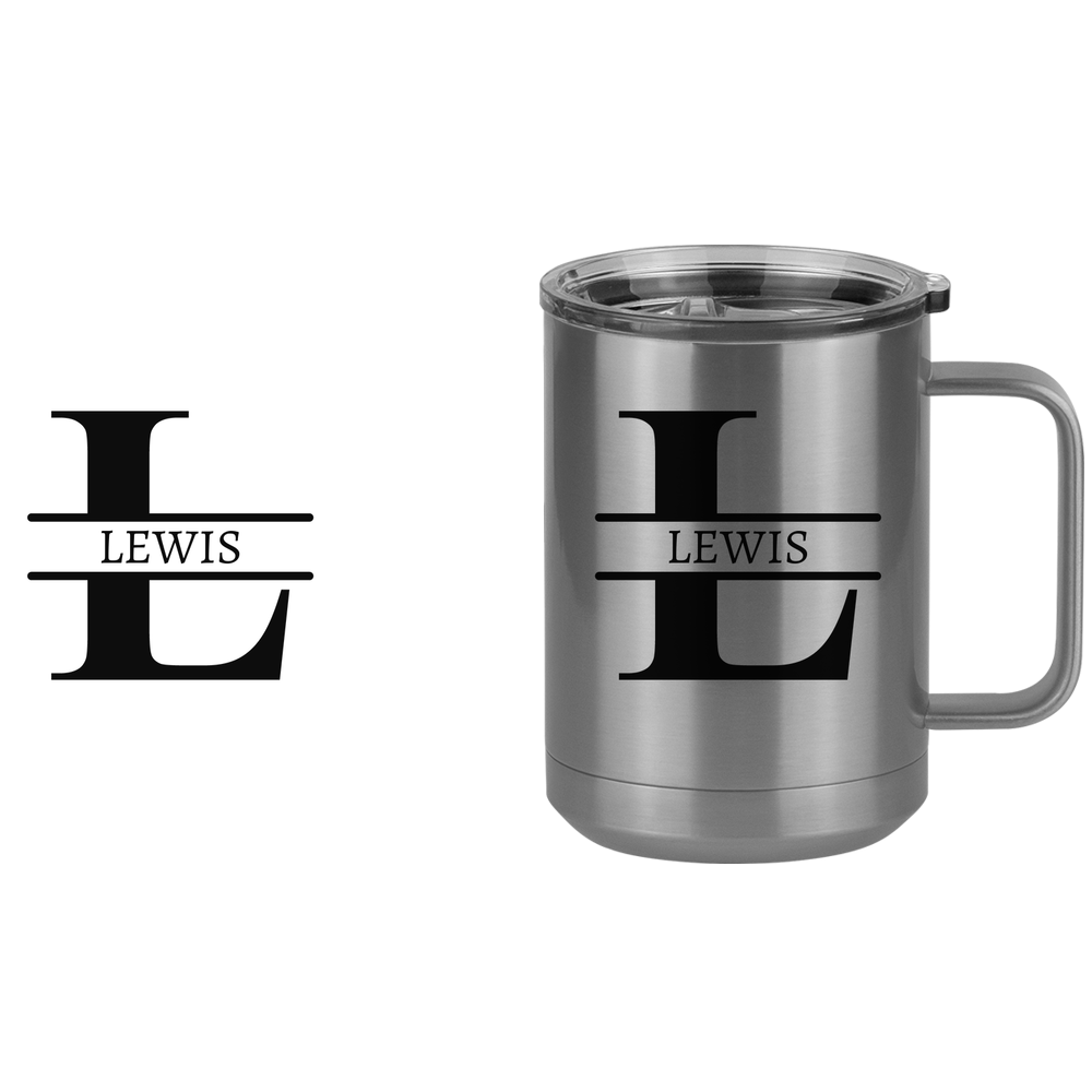 Personalized Name & Initial Coffee Mug Tumbler with Handle (15 oz) - Design View