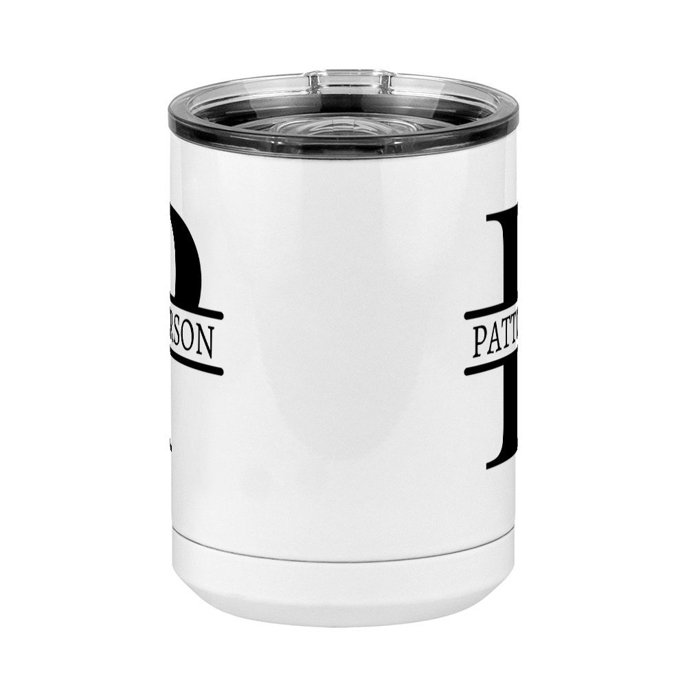 Personalized Name & Initial Coffee Mug Tumbler with Handle (15 oz) - Front View