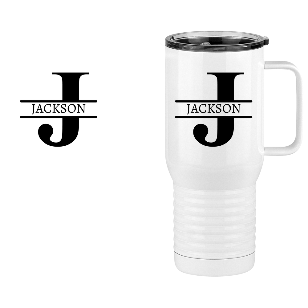 Personalized Name & Initial Travel Coffee Mug Tumbler with Handle (20 oz) - Design View
