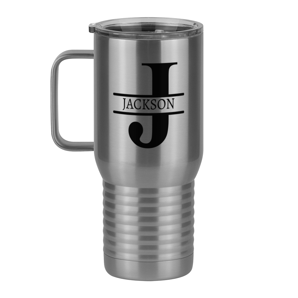 Personalized Name & Initial Travel Coffee Mug Tumbler with Handle (20 oz) - Left View