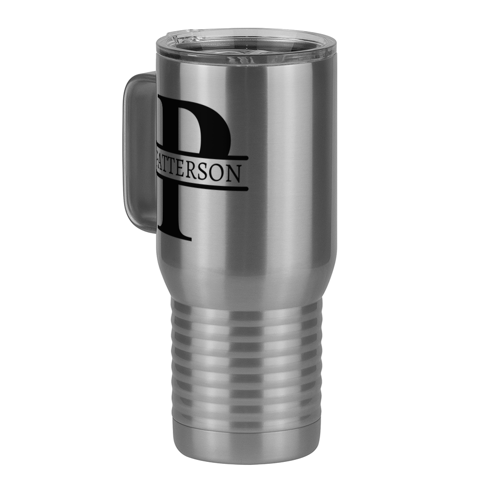 Personalized Name & Initial Travel Coffee Mug Tumbler with Handle (20 oz) - Front Left View