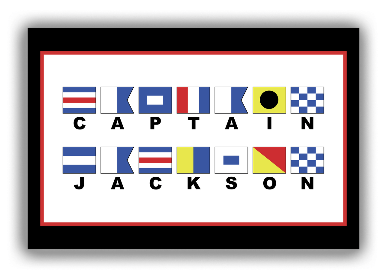 Personalized Nautical Flags Canvas Wrap & Photo Print - Black and Red - Flags with Large Letters - Multi-Line - Front View