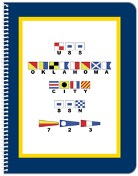 Thumbnail for Personalized Nautical Flags Notebook - Navy Blue and Gold - Flags with Large Letters - Front View