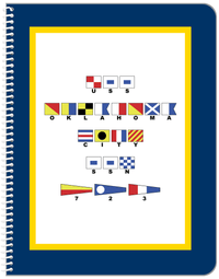 Thumbnail for Personalized Nautical Flags Notebook - Navy Blue and Gold - Flags with Small Letters - Front View