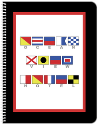 Thumbnail for Personalized Nautical Flags Notebook - Black and Red - Flags with Grey Letters - Front View