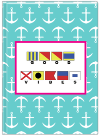 Thumbnail for Personalized Nautical Flags Journal with Anchors - Teal and Pink - Flags with Small Letters - Front View