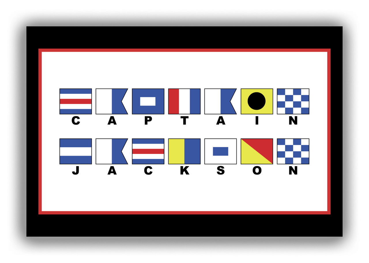 Personalized Nautical Flags Canvas Wrap & Photo Print - Black and Red - Flags with Small Letters - Multi-Line - Front View