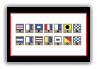 Thumbnail for Personalized Nautical Flags Canvas Wrap & Photo Print - Black and Red - Flags with Light Brown Frames - Multi-Line - Front View