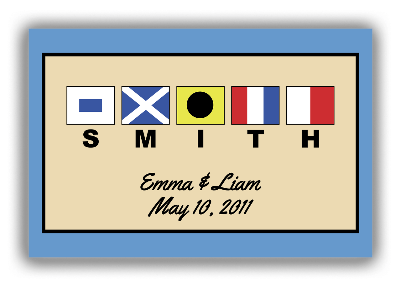 Personalized Nautical Flags Canvas Wrap & Photo Print III - Blue and Tan - Flags with Large Letters - Front View