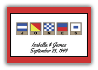 Thumbnail for Personalized Nautical Flags Canvas Wrap & Photo Print III - Red and Black - Flags with Light Brown Frames - Front View