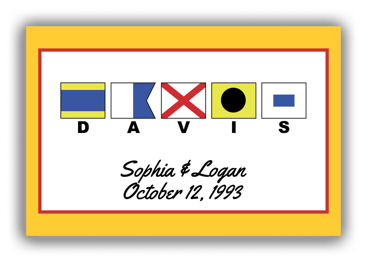 Personalized Nautical Flags Canvas Wrap & Photo Print III - Yellow and Red - Flags with Small Letters - Front View